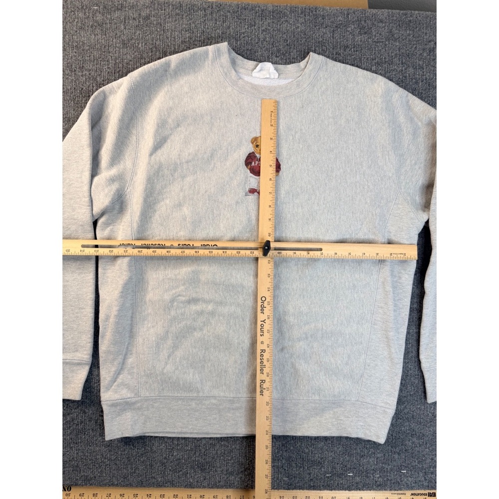 Independent Trading Co XL Gray Alpha Phi Football Bear Crewneck Sweatshirt IND50 - Picture 6 of 8